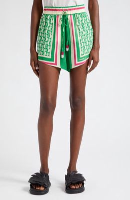 FARM Rio Pineapple Scarf Print High Waist Shorts in Green