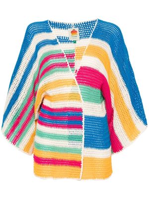 FARM Rio striped crochet kimono jacket - Blue