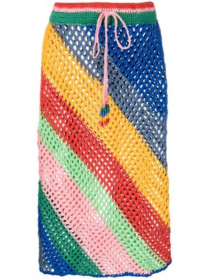 FARM Rio striped crochet-knit miniskirt - Blue