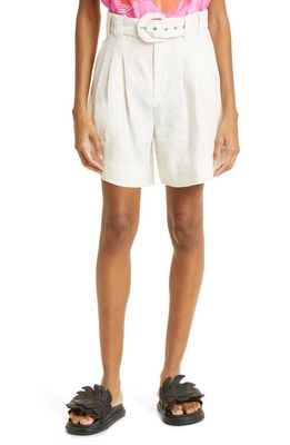 FARM Rio Tailored Linen Shorts in Off-White