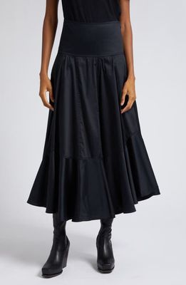 FARM Rio Tiered Ruffle Hem Midi Skirt in Black
