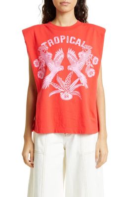 FARM Rio Tropical Cotton Graphic Tee in Red