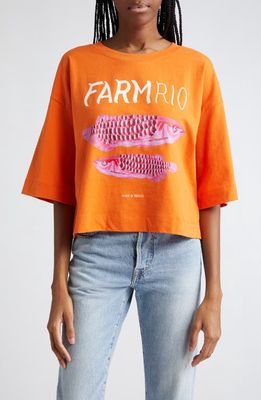 FARM Rio Tropical Fish Cotton Graphic T-Shirt in Orange