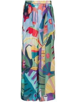 FARM Rio Tropical Scenario wide-leg trousers - Blue