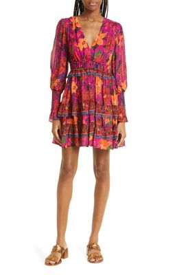 FARM Rio Tropical Tapestry Long Sleeve Minidress in Tropical Tapestry Pi