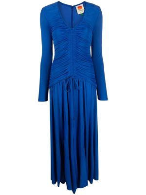 FARM Rio V-neck ruched dress - Blue