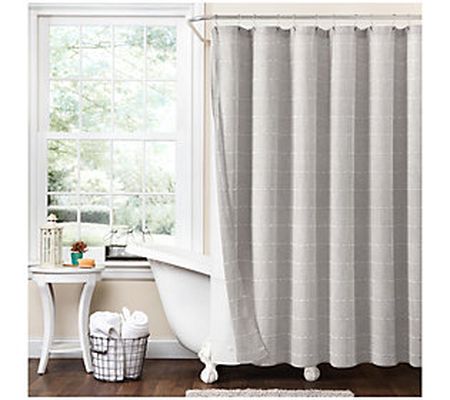 Farmhouse Textured w/Lining Shower Curtain by L ush Decor