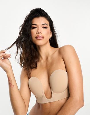 Fashion Forms U-plunge backless and strapless stick-on bra in beige-Neutral