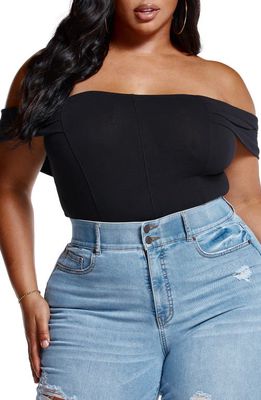 Fashion to Figure Off the Shoulder Crop Top in Black