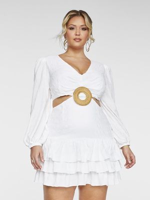 Fashion to Figure Women's Buckled Cutout Dress in White
