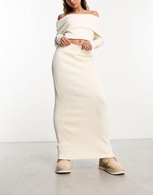 Fashionkilla knit maxi skirt in cream-White