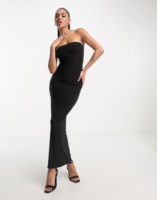 Fashionkilla sculpted bandeau midi bodycon dress in black