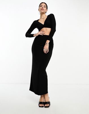 Fashionkilla sculpted column maxi skirt in black - part of a set