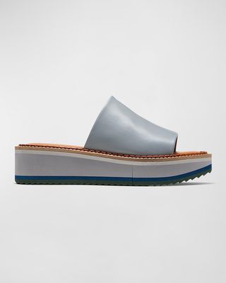 Fast9 Leather Slide Platform Sandals