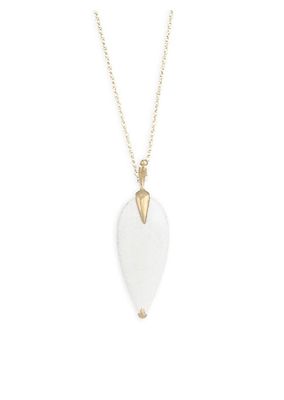 Fauna White Agate & 18K Yellow Gold Pendant Necklace