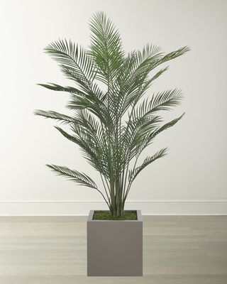 Faux Areca Palm Plant in Cube Planter, 40"T
