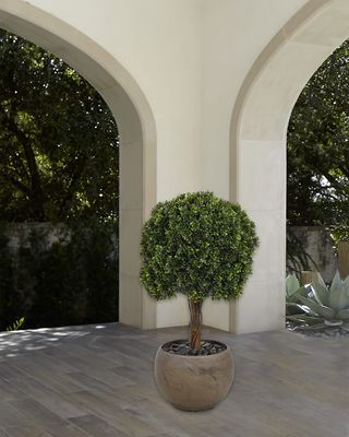 Faux Boxwood Ball Topiary Plant, 39"T