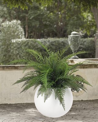 Faux Fern Plant in Orb Planter, 39"T