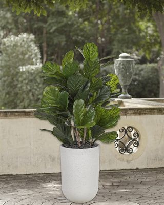 Faux Fiddleleaf Plant in Concrete Planter, 39"T