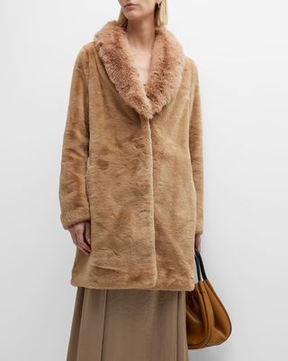 Faux Fur Coat w/ Shawl Collar