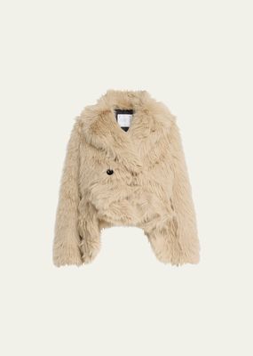 Faux-Fur Double-Breast Cropped Jacket