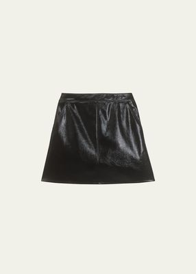 Faux-Leather A-line Mini Skirt