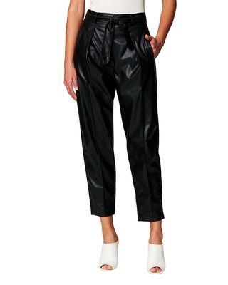 Faux-Leather Belted Pants