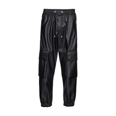 Faux leather cargo trousers