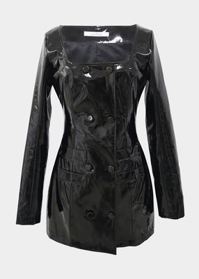 Faux-Leather Double-Breasted Mini Dress