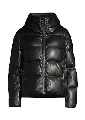 Faux-Leather Down Puffer Jacket