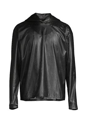 Faux Leather Perforated Hoodie