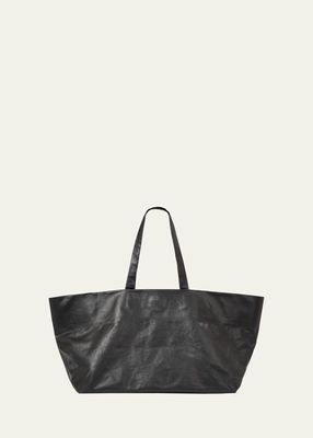 Faux-Leather Shopper Tote Bag