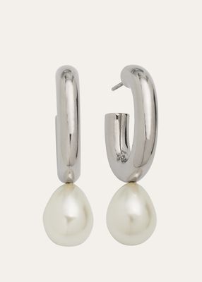 Faux Pearl Egg Hoop Earrings