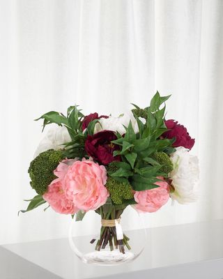 Faux Pink Peony Arrangement in Cylinder Planter