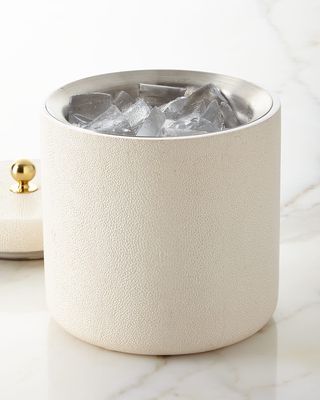 Faux-Shagreen Ice Bucket, Cream