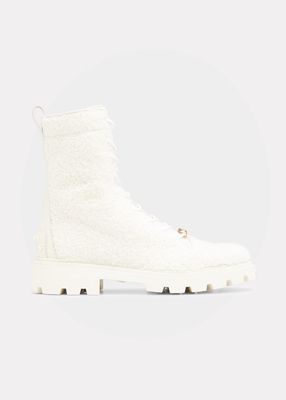 Faux Shearling Combat Boots