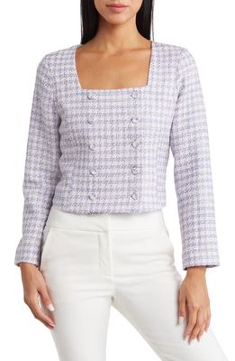 Favorite Daughter Th Dasha Houndstooth Check Top in Lilac Tweed