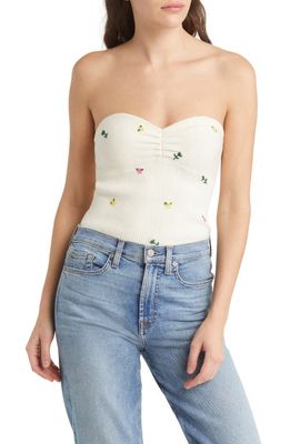 Favorite Daughter The Athena Strapless Rib Bustier Top in Ivory