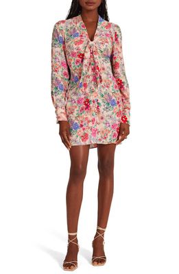 Favorite Daughter The Barely Holding It Together Floral Long Sleeve Minidress in Pink/Sand Multi Fl