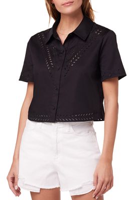 Favorite Daughter The Broderie Stretch Cotton Shirt in Black