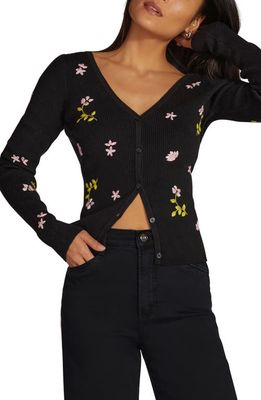 Favorite Daughter The Captivating Embroidered Rib Cardigan in Meteorite