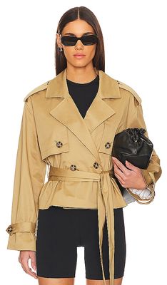 Favorite Daughter The Cropped Charles Trench Coat in Tan