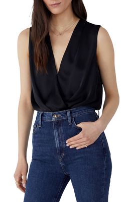Favorite Daughter The Date Sleeveless Wrap Blouse in Black