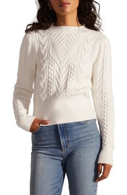 Favorite Daughter The Esther Cable Stitch Crop Sweater in Ivory