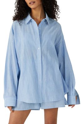 Favorite Daughter The Ex-Boyfriend Pinstripe Button-Up Shirt in Blue Stripe