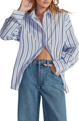 Favorite Daughter The Ex-Boyfriend Stripe Cotton Shirt in Light Blue Stripe