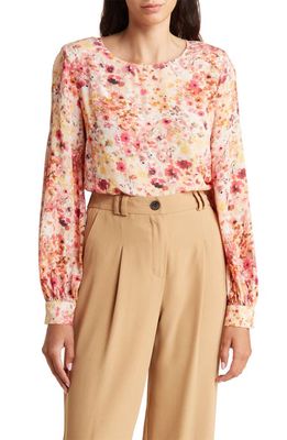 Favorite Daughter The Faye Floral Print Blouse in Pink/Yellow Multi