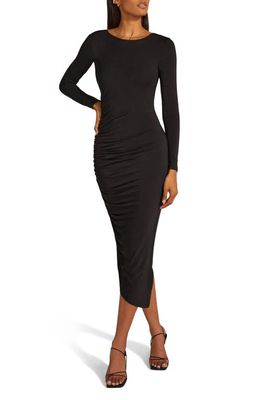Favorite Daughter The It's Getting Serious Ruched Long Sleeve Dress in Black