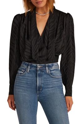 Favorite Daughter The Joan Zebra Jacquard Blouse in Black Zebra Jacqua