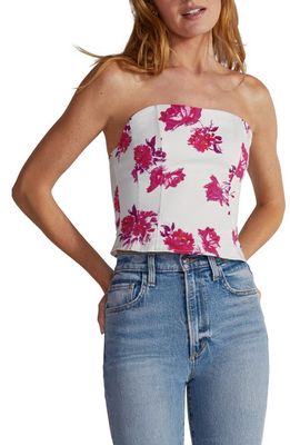 Favorite Daughter The Lanai Floral Strapless Bustier Top in Summer Peony